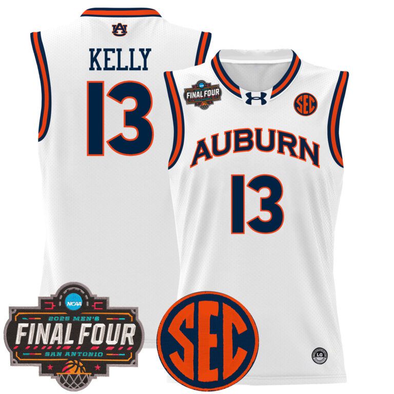 Men Auburn Tigers #13 Kelly white 2025 Final Four Patch Lightweight  NCAA Jerseys style 2